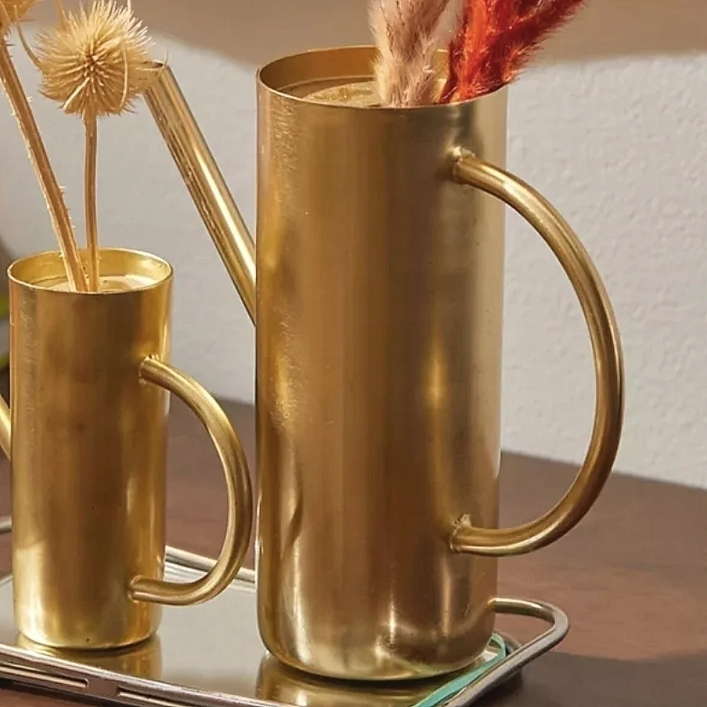 Roxy Watering Can Vase in Rubbed Gold Tone Size Large NWT